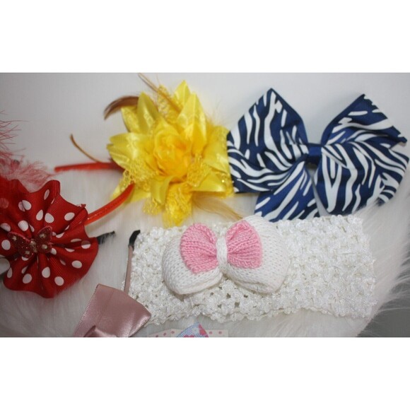 Lot of 7 Girls Hair Accessories Headbands Bows Clips Colorful NIP - Picture 3 of 4